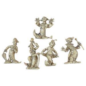 Vintage Clown Plastic Figurines Made in Hong Kong Lot of 5